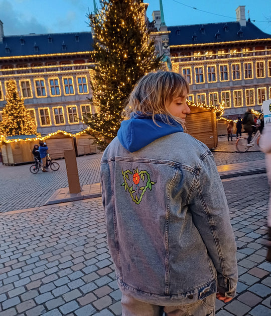 Flower denim jacket